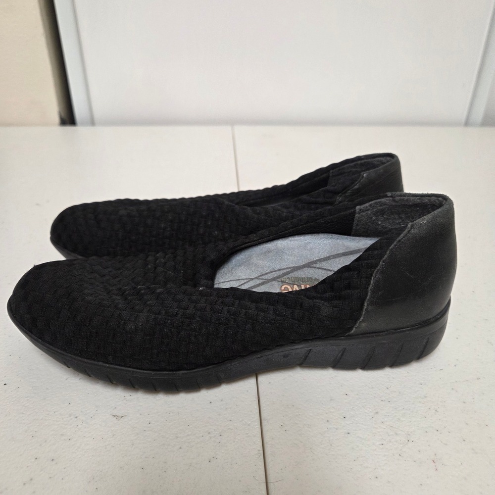 Munro Sport Active Black Woven Slip On Flats Womens 8 M Round Toe Walking Shoes